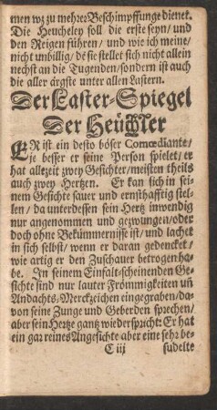 Der Laster-Spiegel Der Heüchler.