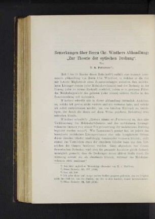 Bemerkungen über Herrn Chr. Winthers Abhandlung: "Zur Theorie der optischen Drehung".