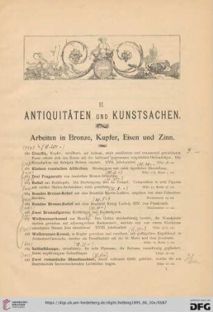 Arbeiten in Bronze, Kupfer, Eisen und Zinn (Nr. 180-231)