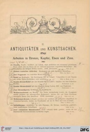 Arbeiten in Bronze, Kupfer, Eisen und Zinn (Nr. 180-231)