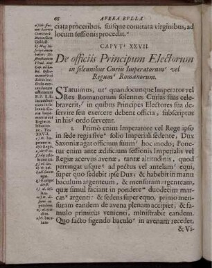 Caput XXVII. De officiis Principum Electorum in solennibus Curiis Imperatorum vel Regum Romanorum