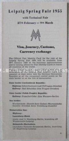 Merkblatt zur Leipziger Frühjahrsmesse 1955 (in englischer Sprache)
