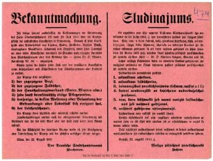 "Bekanntmachung." Einschärfung der Anzeigepflicht ansteckender Krankheiten