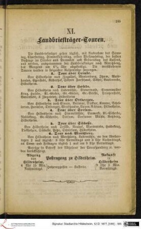 XI. Landbriefträger-Touren.