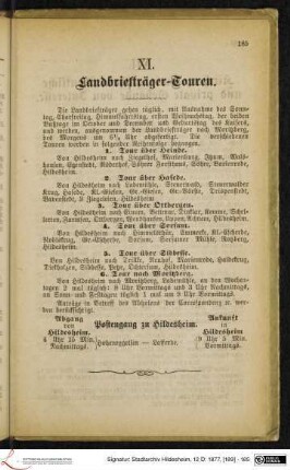 XI. Landbriefträger-Touren.