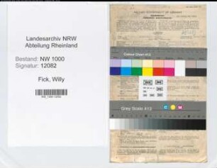 Entnazifizierung Willy Fick, geb. 13.09.1904 (Bankangest.)