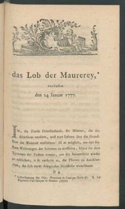 das Lob der Maurerey, ...