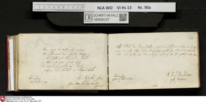 Stammbuch des Ernst Philipp Ludwig Zellmann (1763-1795) aus
                           Braunschweig