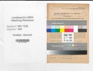 Entnazifizierung Heinrich Hoelker , geb. 02.09.1893 (Kaufmaennischer Angestellter)