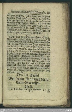 Das XII. Capitel Von denen Bandagen derer Untern-Gliedmassen