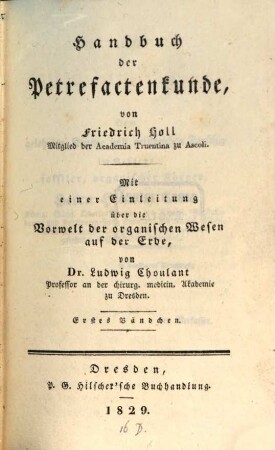 Handbuch der Petrefactenkunde. 1