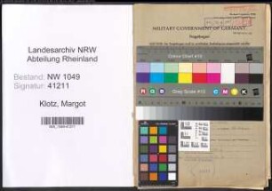 Entnazifizierung Margot Klotz , geb. 04.11.1922 (Lehrerin)