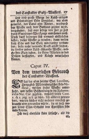 Caput IV. Von dem innerlichen Gebrauch des Canstatter-Wassers.