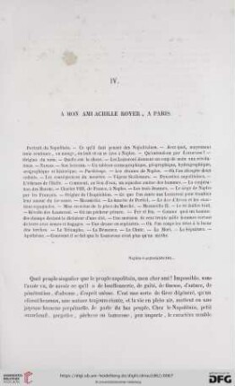IV. A mon Ami Achille Royer, a Paris