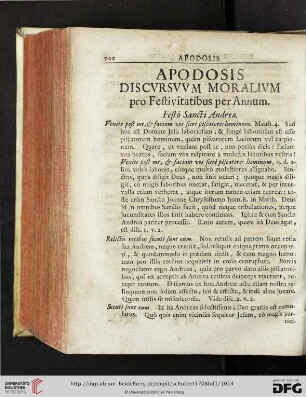 Apodosis discursuum moralium pro Festivitatibus per Annum