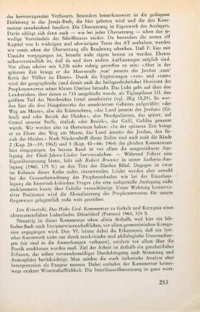 253-254 [Rezension] Krinetzki, Leo, Das Hohe Lied