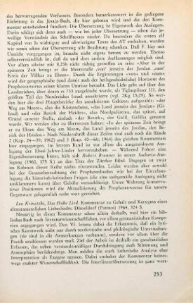 253-254 [Rezension] Krinetzki, Leo, Das Hohe Lied