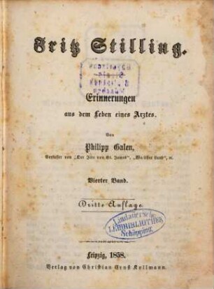 Fritz Stilling : Erinnerungen aus dem Leben eines Arztes, 4