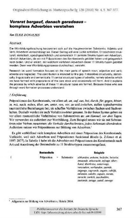 Vorerst bergauf, danach geradeaus - komplexe Adverbien verstehen