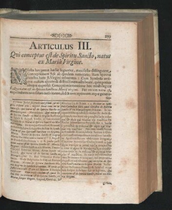 Articulus III. Qui conceptus est de Spiritu Sancto, natus ex Maria Virgine