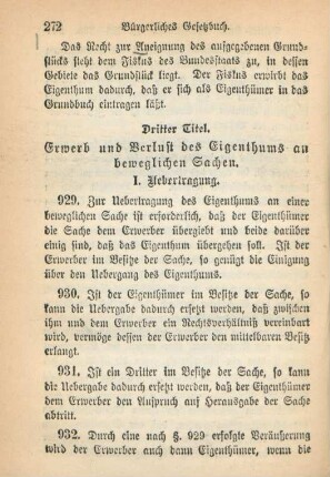 Dritter Titel. Erwerb und Verlust des Eigenthums an beweglichen Sachen