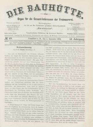 No. 49. Frankfurt a. M., den 5. Dezember 1908. 51. Jahrgang.