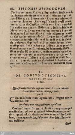 IV. DE CONIUNCTIONIBUS MAGNIS ET MAximis.