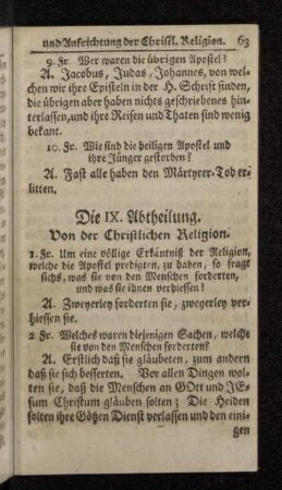 Die IX. Abtheilung. Von der Christlichen Religion.