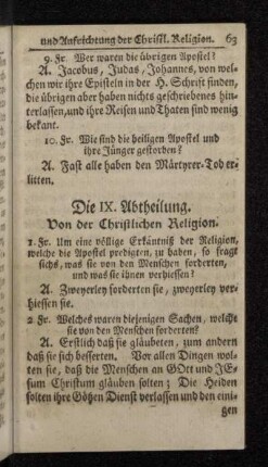 Die IX. Abtheilung. Von der Christlichen Religion.