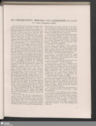 Die Vorgeschichtl. Siedlung Von Lüdersdorf, Kr. Teltow
