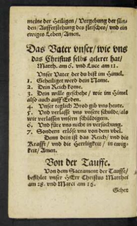 Das Vater unser/ wie uns das Christus selbs geleret hat ...