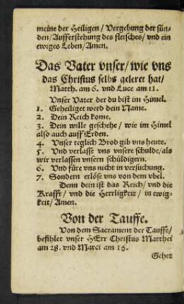Das Vater unser/ wie uns das Christus selbs geleret hat ...