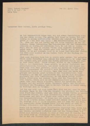 Brief von Erhart Kästner an Gerhart Hauptmann und Margarete Hauptmann