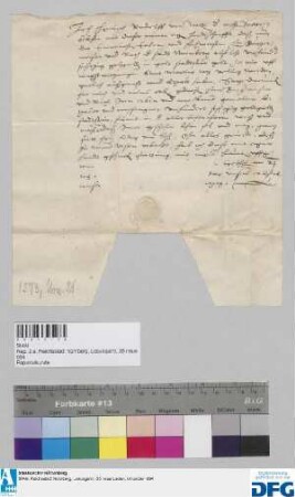 Dr. Heinrich Rudolff von Weze stellt der Stadt Nürnberg Quittung aus über 400 fl. Stadtsteuer.