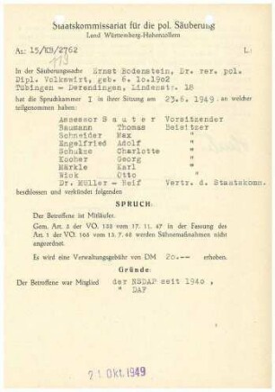 Bodenstein, Ernst, Dr. rer. pol.