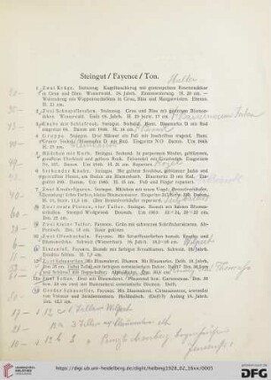 Steingut/ Fayence/ Ton (Nr. 1-25)
