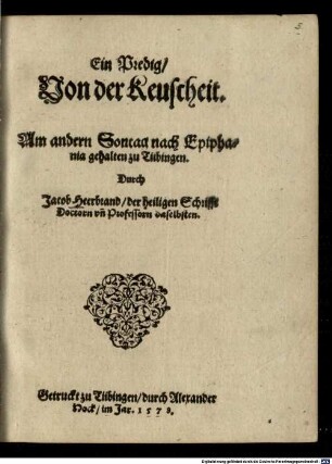 Ein Predig von der Keuscheit