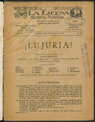 ¡Lujuria! : pieza en dos actos
