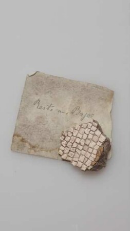 Fragment eines Bildmosaiks ("aus Bajae") mit kleinstformatigen hellen und vier braunen Steinchen