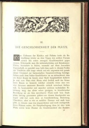 III. Die Geschlossenheit der Plätze