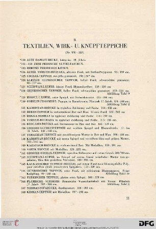 Textilien, Wirk- und Knüpfteppiche (Nr. 120-182)