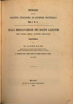 Memoria della Società Italiana di Scienze Naturali e [von Vol. 7 an] Museo civico di storia naturale di Milano. 1