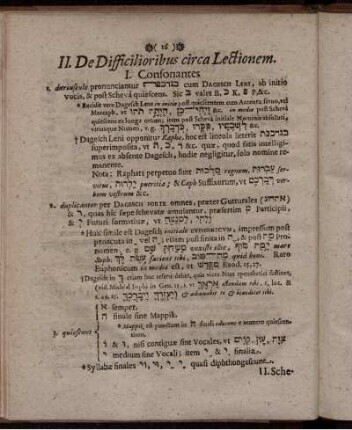 II. De Difficilioribus circa Lectionem