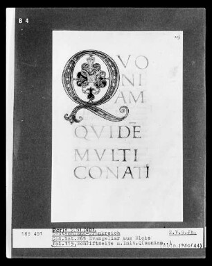 Evangeliar aus Blois — Schriftseite mit Initiale Q, Folio 115
