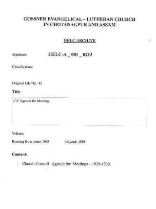 C.C. Agenda For Meetings