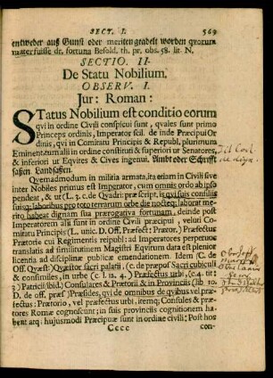 Sectio. II. De Statu Nobilium