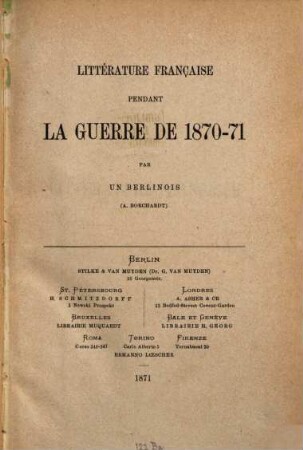 Littérature française pendant la guerre de 1870 - 71
