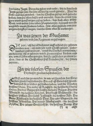 Zu was zeyten der Machamet geborn ...