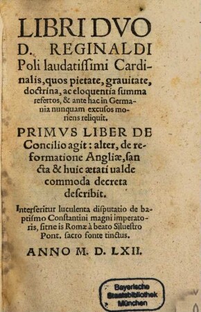 De Concilio et de reformatione Angliae libri duo