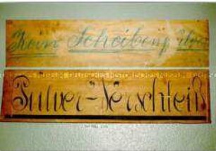 Hinweisschild "Kein Scheibenpulver"